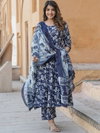 Navyblue Colour Rayon Printed Kurti With Pant Dupatta Bulk Orders In India Aaradhna 2054